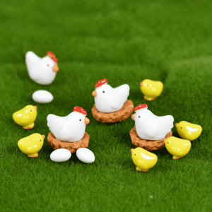 Mini Fairy Garden Resin Mini Chicken Egg Micro Landscape Fairy Garden Decoration Groceries Landscaping Decorate Small Chicken Nest Pasture Fairy Garden Accessories