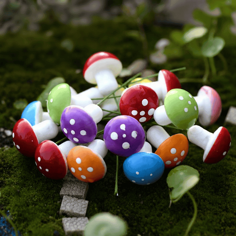 Artificial Plant Ornament Foam Mushroom Fairy Garden Micro Landscape Miniature Garden Pot Bonsai Fairy Garden Decoration Fairy Garden Accessories Multicolour Mushroom