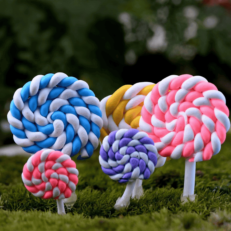 Mini Resin Lollipop Terrariums Fairy Garden Accessories Micro Landscape Miniature Garden Fairy Garden Ornament Lovely Lollipop Diy Assemble Fairy Garden Decoration Fairy Garden Toys
