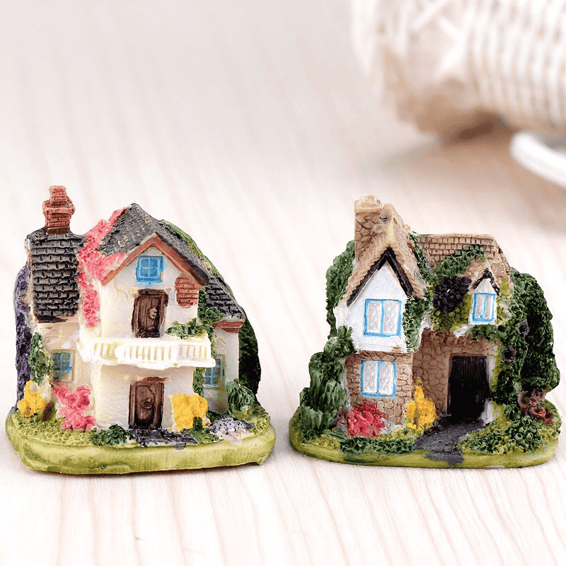 Mini Fairy Garden Castle Pot Bonsai Micro Landscape Miniature Garden Ecology Bottle Terrariums Fairy Garden Ornament Ivy Leaf Wall Villa Diy Assemble Fairy Garden Decoration House Wholesale Fairy Garden Accessories Supplies