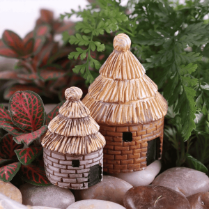 Mini Fairy Garden Cottage Micro Landscape Miniature Garden Fairy Garden Ornament Resin House Big Small Thatched Cottage Diy Assemble Small Fairy Garden Decoration Fairy Garden Accessories Toys Room Decor