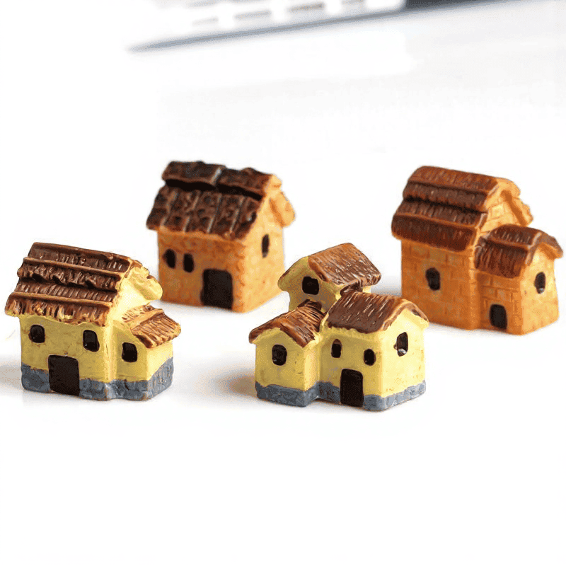 Mini Fairy Garden Thatched Cottage Pot Bonsai Micro Landscape Terrariums Miniature Garden Fairy Garden Ornament Small Villa House Model Diy Assemble Fairy Garden Decoration Fairy Garden Accessories