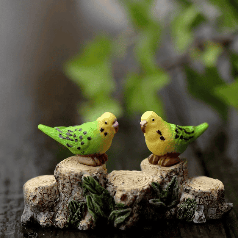Mini Fairy Garden Birds Pot Bonsai Micro Landscape Miniature Garden Landscaping Material Decorate Terrariums Fairy Garden Decoration Animals Fairy Garden Accessories Gorgeous Parrot Doll