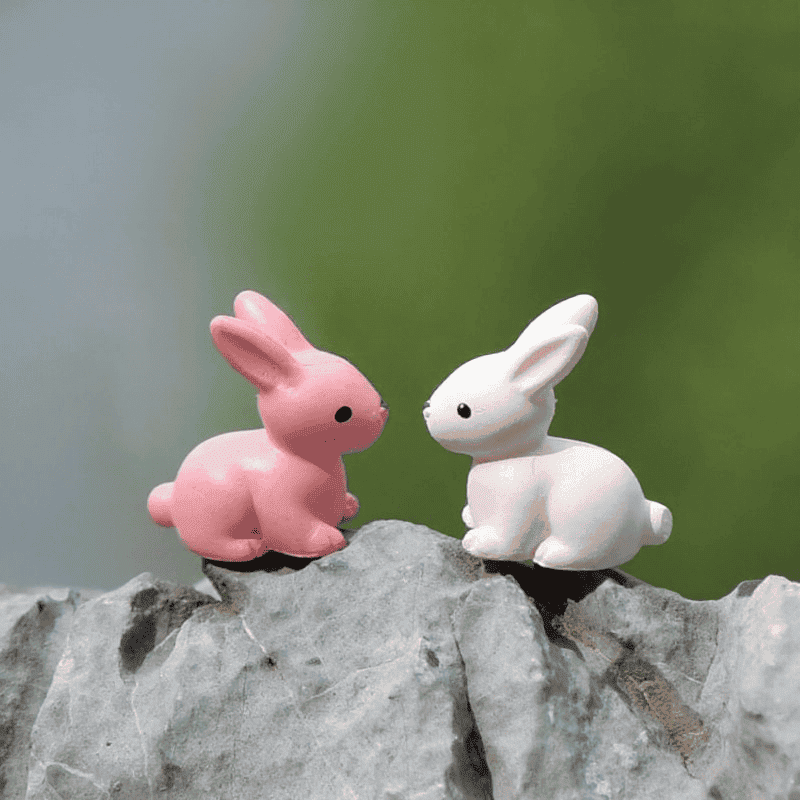 Moss Fairy Garden Rabbit Figurines Christmas Decorations For Home Flower Plant Pot Ornament Kids Toy Fairy Garden Decoration Wholesale Fairy Garden Accessories Supplies Pink White Small Bunnies