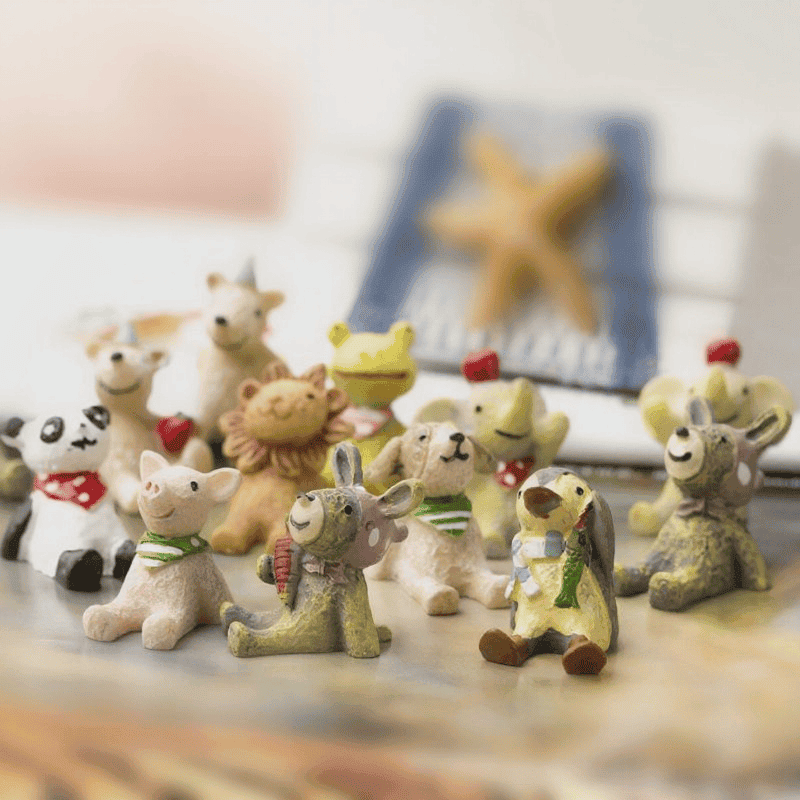 Small Animal Resin Pot Bonsai Fairy Garden Decoration Aquarium Fairy Garden Accessories 20Style Terrariums Small Animal Arts And Crafts Artificial Lion Elephant Donkey Bear Hedgehog Penguin Lovely Gift