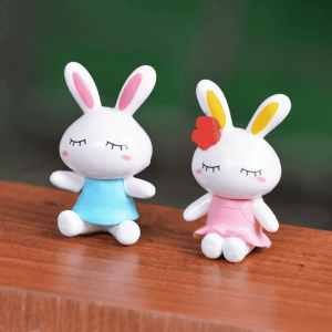 Cartoon Fairy Garden Rabbit Micro Landscape Miniature Garden Fairy Garden Decoration Resin Animals Cheap Fairy Garden Supplies Accessories Diy Pot Bonsai Decorate Big Ears Lovers Rabbit Doll