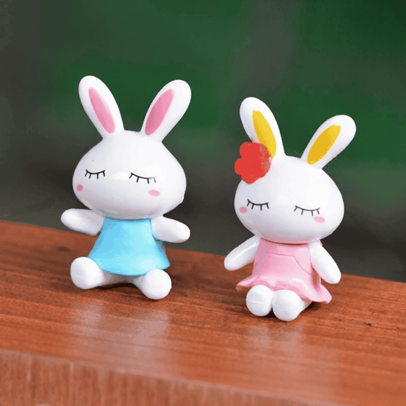 Cartoon Fairy Garden Rabbit Micro Landscape Miniature Garden Fairy Garden Decoration Resin Animals Cheap Fairy Garden Supplies Accessories Diy Pot Bonsai Decorate Big Ears Lovers Rabbit Doll