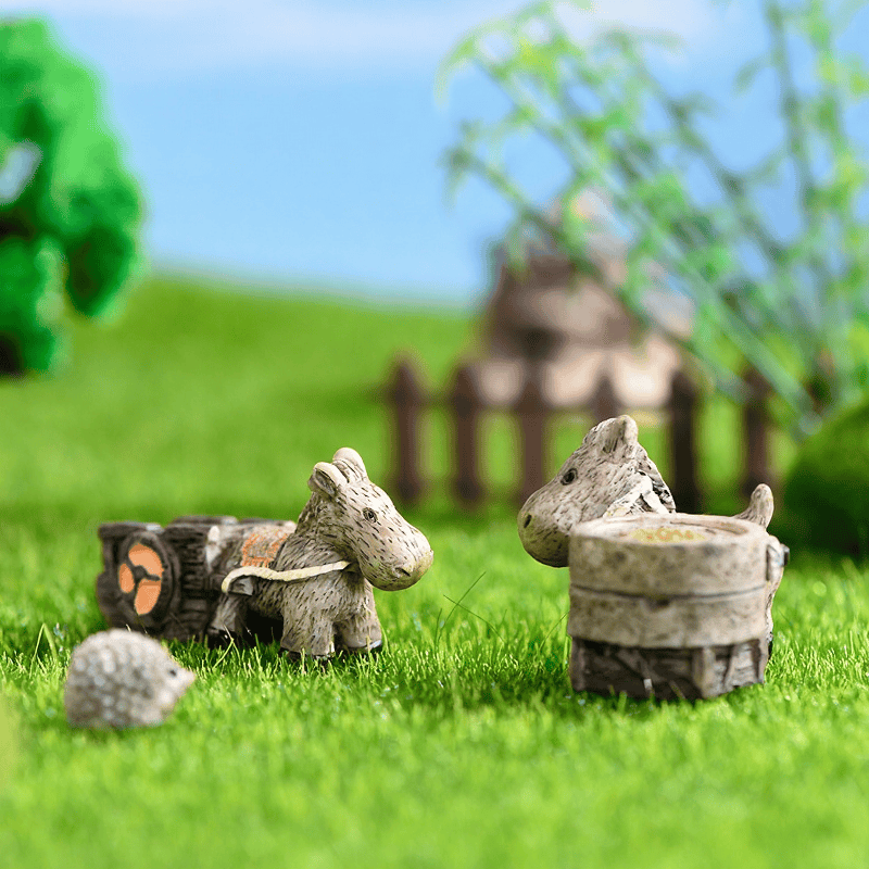 Mini Moss Micro Landscape Decoration Cartoon Donkey Pull Cart Mill Ornament For Aquarium Succulent Garden Moss Fairy Garden Micro Landscape Miniature Garden Decorate Fairy Garden Decoration Fairy Garden Accessories Picture Of Fairy Garden Supplies