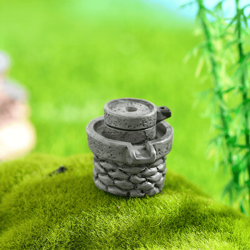 Moss Fairy Garden Micro Landscape Miniature Garden Original Green Plants Gift Zakkaresin Emulational Stone Mill Decorate Fairy Garden Decoration Fairy Garden Accessories