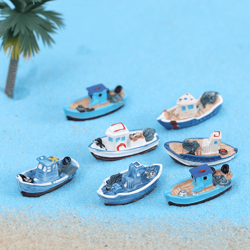 Mediterranean Mini Fishing Boat Ornament Micro Landscape Aquarium Decoration Handmade Fairy Garden Miniature Boat Fish Tank Seaside Yacht Decor Mediterranean Mini Fishing Boat Ornament Micro Landscape Aquarium Decoration Handmade Fairy Garden Miniature Boat Fish Tank Seaside Yacht Decor