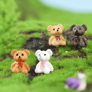 Mini Bear Fairy Garden Ornament Set Moss Micro Landscape Decoration, Diy Miniature Garden Accessories, Cute Bear Doll Figurines Image Of Fairy Garden Supplies