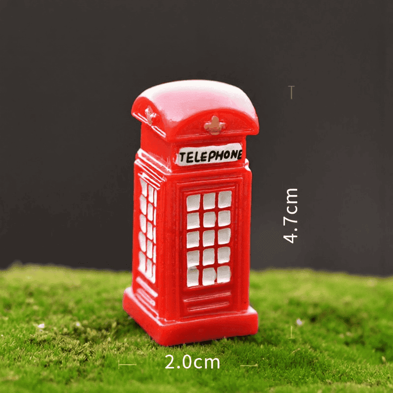 Zakkafleshyresin Fairy Garden Decoration Fairy Garden Accessories Moss Fairy Garden Micro Landscape Miniature Garden Diymaterial Red Pavilion Mailbox Telephone Booth