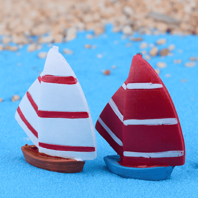 Mediterranean Sailing Boat Fairy Garden Ornament Resin Sailboat For Aquarium Micro Landscape Miniature Garden Decoration Fairy Garden Accessories