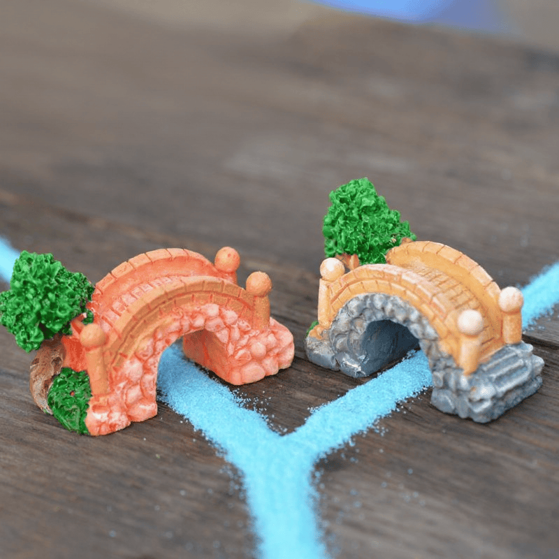 Resin Craftworkarch Bridge Zakkagroceries Mediterranean Sea Pastoral Style Fairy Garden Micro Landscape Miniature Garden Fairy Garden Decoration Fairy Garden Accessories Green Trees Bridge