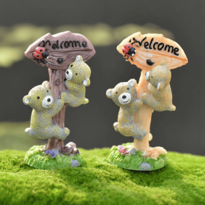 Moss Fairy Garden Micro Landscape Miniature Garden Resin Craftwork Landscaping Fairy Garden Decoration Fairy Garden Accessories Material Bears Guidepost Small Fairy Garden Decoration Fairy Garden Accessories Diymaterial