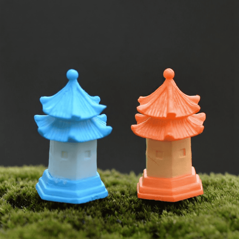 Moss Fairy Garden Micro Landscape Miniature Garden Multicolour Small Pagoda Pavilion Castle Pvcfairy Garden Decoration Fairy Garden Accessories Landscaping Decorate