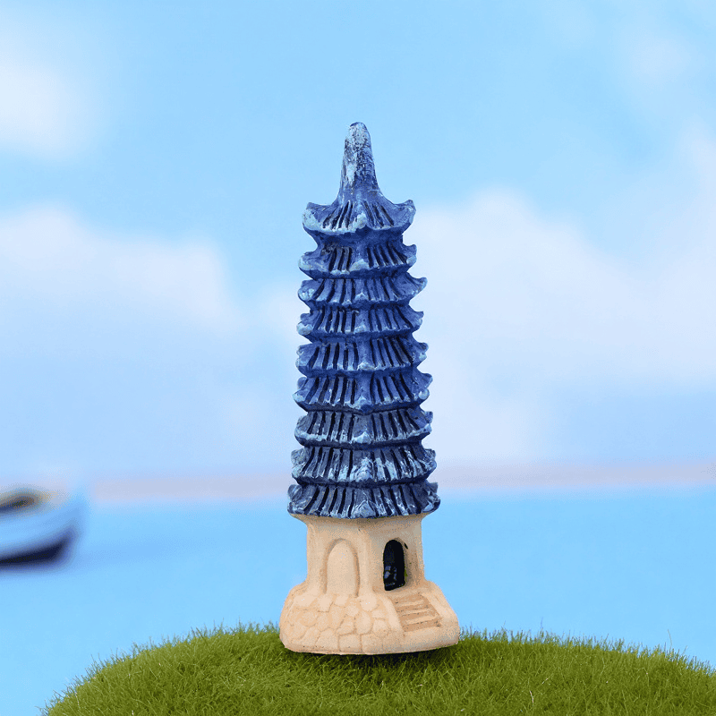 Resin Pagoda Lighthouse Fairy Garden Ornament Mini Tower For Moss Micro Landscape, Terrarium Miniature Garden Decoration