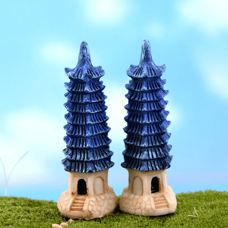 Resin Pagoda Lighthouse Fairy Garden Ornament Mini Tower For Moss Micro Landscape, Terrarium Miniature Garden Decoration