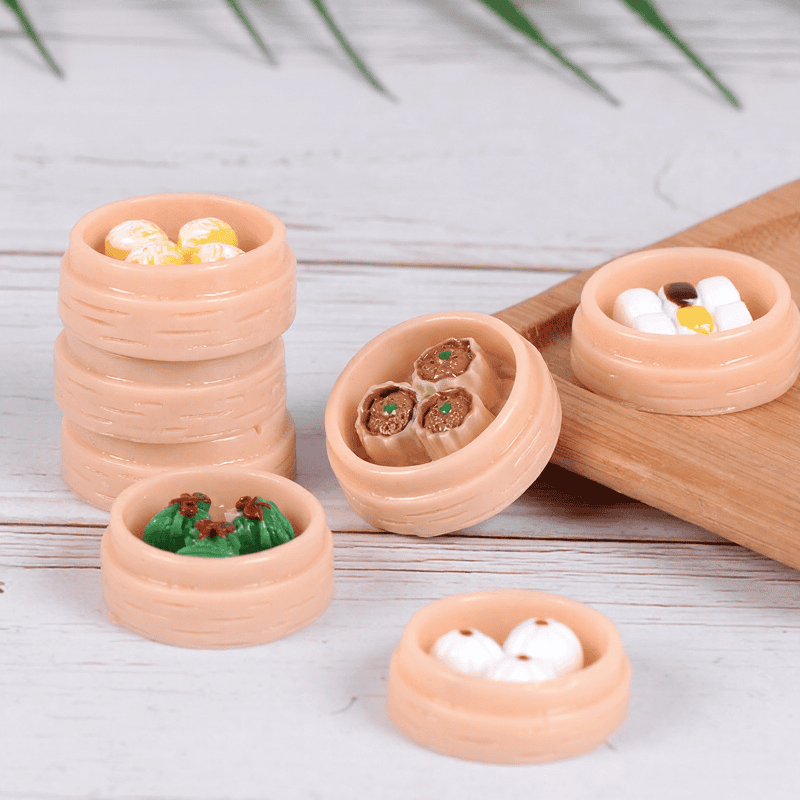 Rice Stuffed Bun Steaming Wholesale Price Fairy Garden Supply Basket Figurine Micro Doll House Kitchen Decor Great Diy Decorations Mini Fairy Garden Accessories Landscape Perfect Gifts Image Of Fairy Garden Supplies