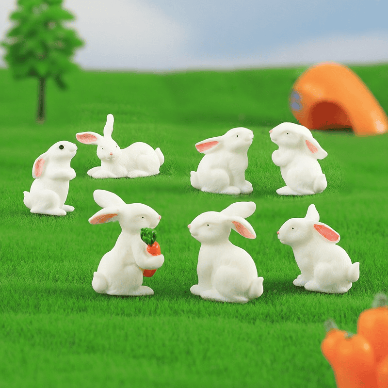 1 Pcs Lovely Resin White Rabbit Cute Micro Small Rabbit Ornament Landscape Easter Home &Amp;amp;amp; Garden Art Decoration Diy Miniatures Fairy Garden Supply Image Of Fairy Garden Supplies