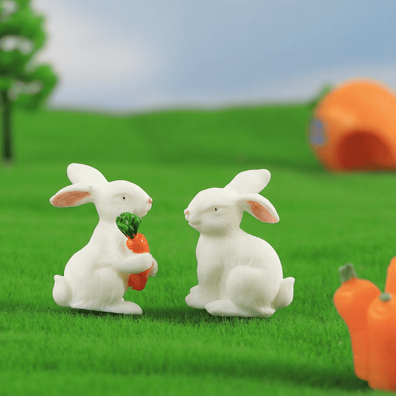 1 Pcs Lovely Resin White Rabbit Cute Micro Small Rabbit Ornament Landscape Easter Home &Amp;amp;amp; Garden Art Decoration Diy Miniatures Fairy Garden Supply Image Of Fairy Garden Supplies