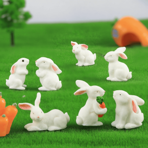 1 Pcs Lovely Resin White Rabbit Cute Micro Small Rabbit Ornament Landscape Easter Home &Amp;amp;amp;amp;amp;amp; Garden Art Decoration Diy Miniatures Fairy Garden Supply Image Of Fairy Garden Supplies