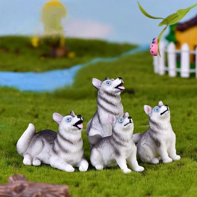 Hot Diy Dog Fairy Garden Figurines Resin Miniature Cute Husky Cake Topper Ornament Micro-landscape Doll House Decoration Wholesale Price Fairy Garden Supply Image Of Fairy Garden Supplies
