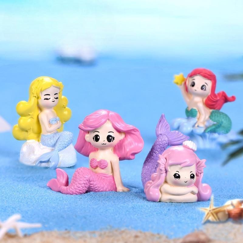 4Styles Dollhouse Mermaid Figurines Ornament Micro Landscape Toy Cake Fairy Garden Princess Doll Toys Girls Gifts Home Decor Picture Of Fairy Garden Supplies