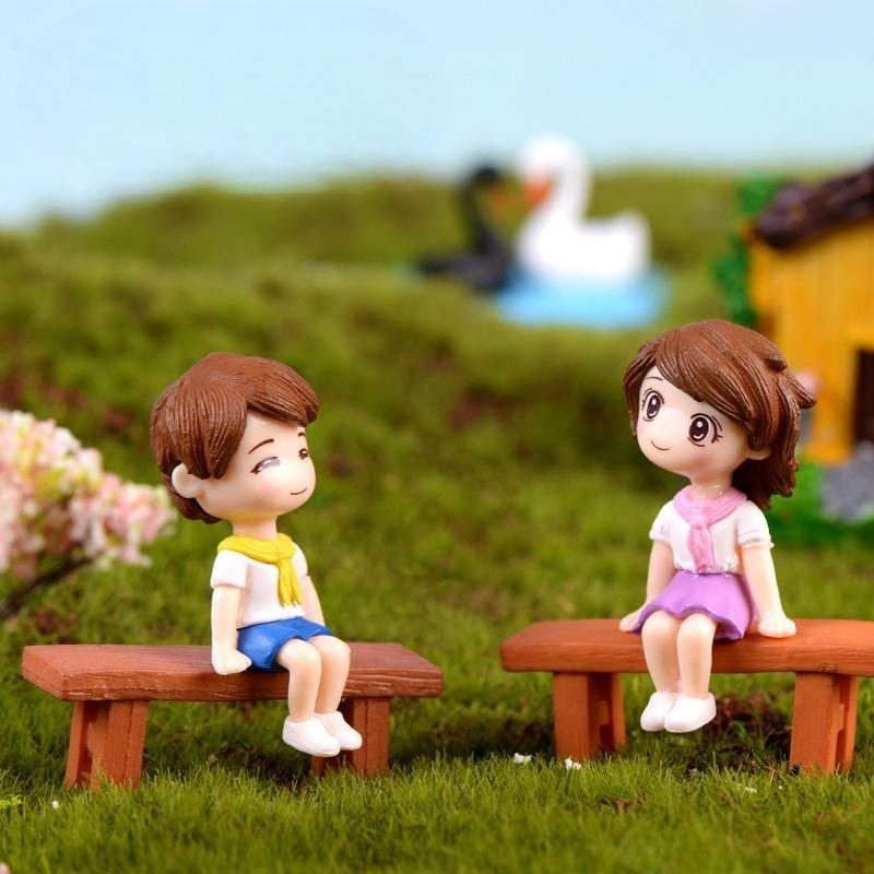 3Pcs/set Diy Mini Stool Couples Dolls Fairy Garden Miniatures Decor Dollhouse/terrarium Action Figures Figurine Micro Landscape Picture From Fairy Garden Supplies