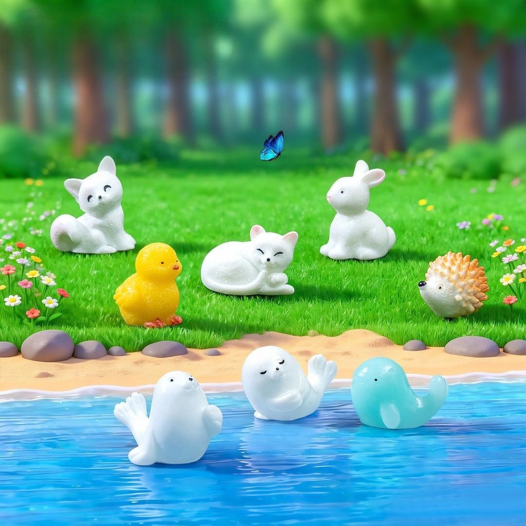 Mini Statue Figurine Animal Model Hedgehog Dolphin Deer Moss Micro Landscape Figurine Miniature Bonsai Fairy Garden Ornament Photo Of Fairy Garden Supplies