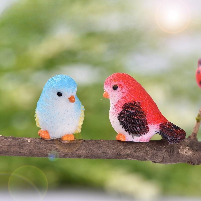 Cute Cartoon Colorful Fly Bird Sparrow Small Statue Figurine Ornament Miniatures Children Toy Decoration Gift Image Of Fairy Garden Supplies