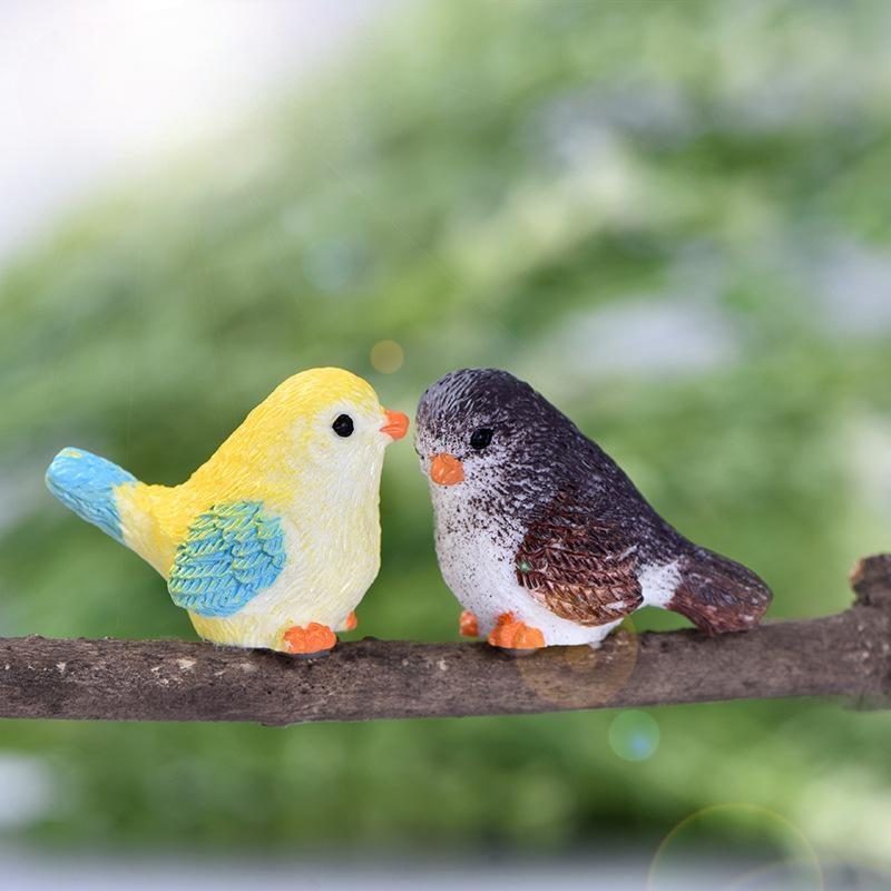 Cute Cartoon Colorful Fly Bird Sparrow Small Statue Figurine Ornament Miniatures Children Toy Decoration Gift Image Of Fairy Garden Supplies