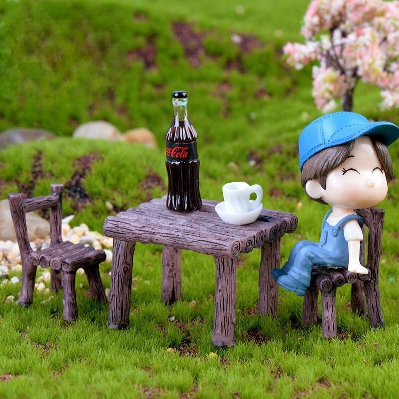1 Set Table Chair Resin Craft Micro Landscape Material Ornament Fairy Garden Miniature Terrarium Bonsai Decoration Picture From Fairy Garden Supplies