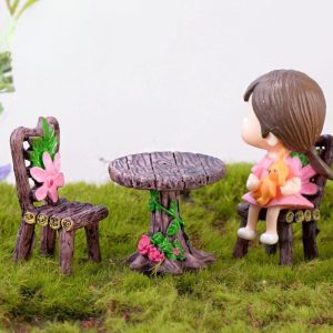 1 Set Table Chair Resin Craft Micro Landscape Material Ornament Fairy Garden Miniature Terrarium Bonsai Decoration Picture From Fairy Garden Supplies