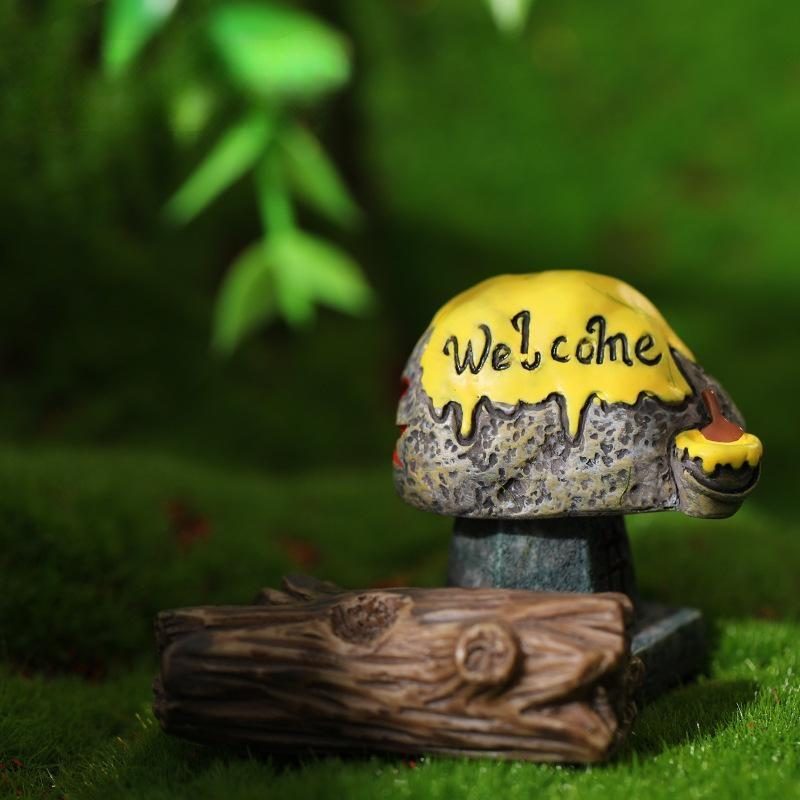 Flower Welcome Garden Stone Road Sign Figurine Fairy Garden Artificial Resin Craft Home Miniature Decoration Accessories Picture Of Fairy Garden Supplies