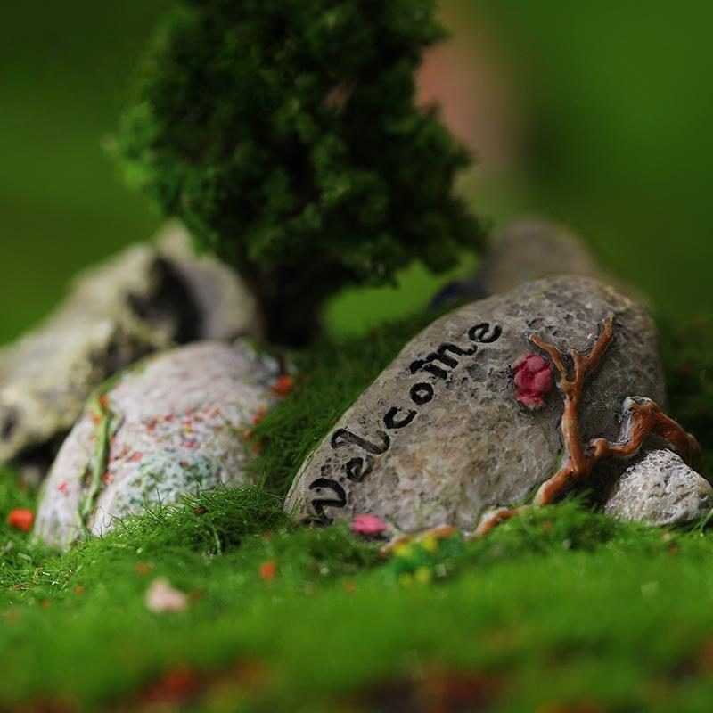 Flower Welcome Garden Stone Road Sign Figurine Fairy Garden Artificial Resin Craft Home Miniature Decoration Accessories Picture Of Fairy Garden Supplies