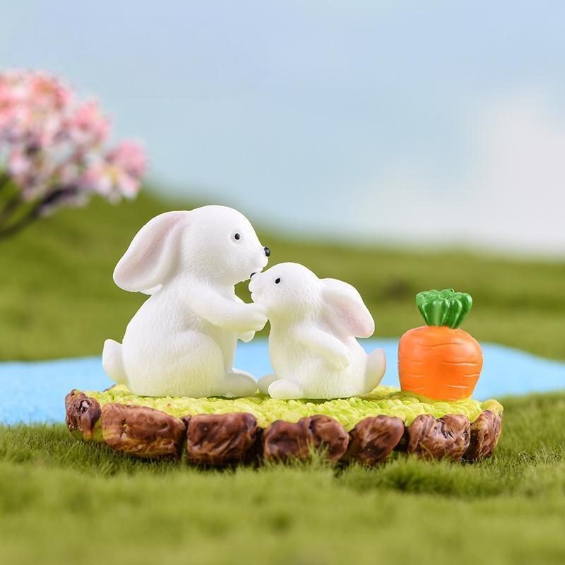 Moss Micro Landscape Resin Ornaments Animal Three-piece Set Piggy Rabbit Swan Spring Summer Autumn Winter Scenery Animal Accessories Image From Fairy Garden Supplies