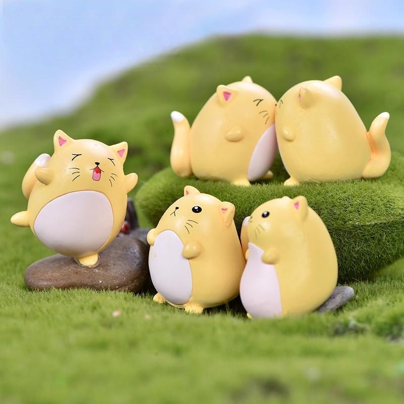 4Pcs Accessory Toy Gift Yellow Model Animal Action Figures Dollhouse Miniature Figurine Home Garden Dollhouse Decoration Photo Of Fairy Garden Supplies
