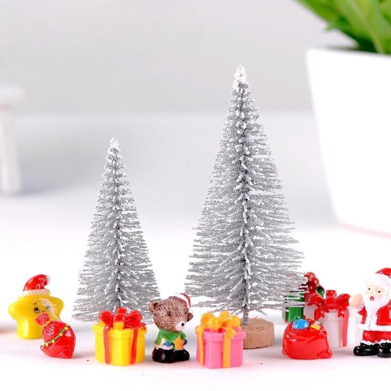 Artificial Christmas Tree Figurine Sisal Silk Cedar Pine Tree Mini Miniature Micro Landscape Xmas New Year Fairy Garden Decor Image Of Fairy Garden Supplies