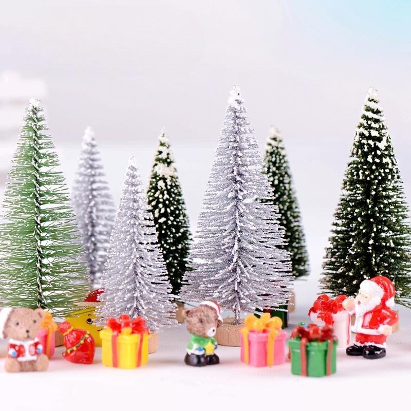 Artificial Christmas Tree Figurine Sisal Silk Cedar Pine Tree Mini Miniature Micro Landscape Xmas New Year Fairy Garden Decor Image Of Fairy Garden Supplies