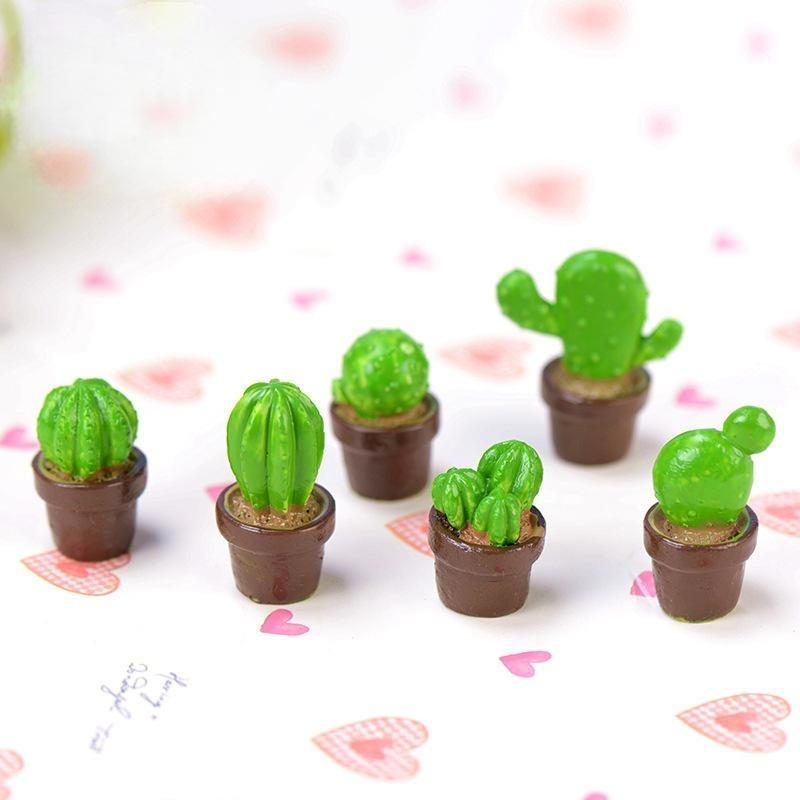 1 Piece Mini Green Potted Plants Artificial Lovely Succulen Plants Cactus Desert Cacti Home Ornament Crafts Cute Deco Wholesale Fairy Garden Accessories Supplies Photo Of Fairy Garden Supplies
