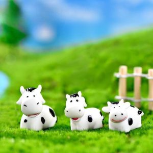 Cow Family Mini Animal Statue Model Car Ornament Craft Bonsai Decor Miniature Home Fairy Garden Decoration Photo From Fairy Garden Supplies