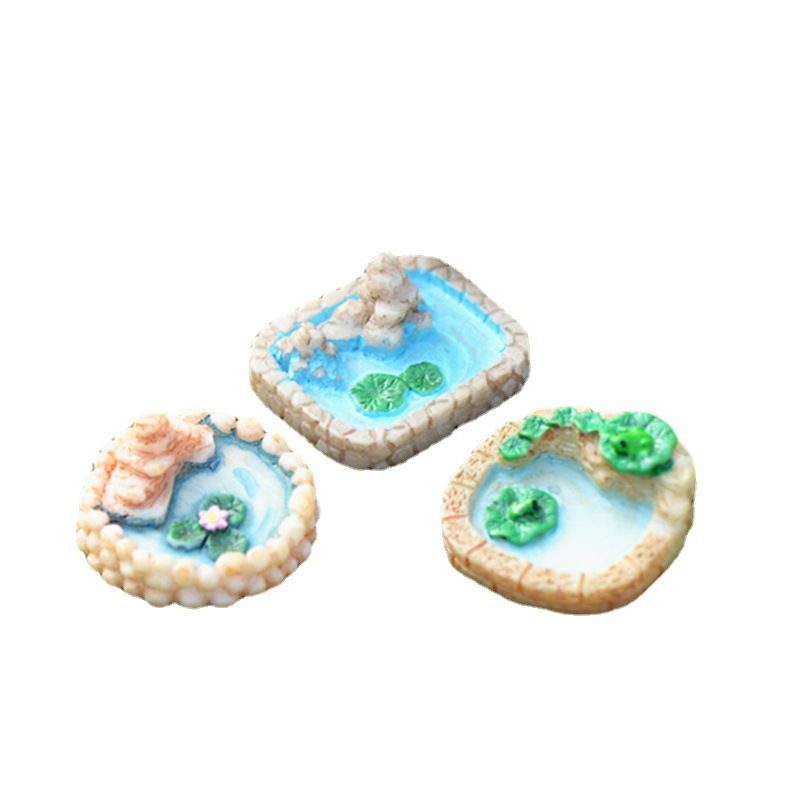 1 Piece Lake Fish Pond Pool Model Small Statue Figurine Crafts Village Ornament Miniatures Photo From Fairy Garden Supplies