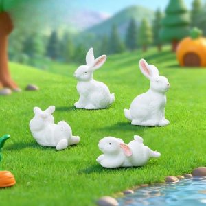 White Rabbit Figurine Animal Model Resin Craft Micro Landscape Home Decor Miniature Decoration Accessories Picture From Fairy Garden Supplies