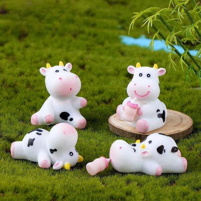 Cute Cartoon Cattle Micro Landscape Ornaments Model Fairy Garden Handicraft Little Statue Cow Milk Bottle Figurines Home Decor Image Of Fairy Garden Supplies