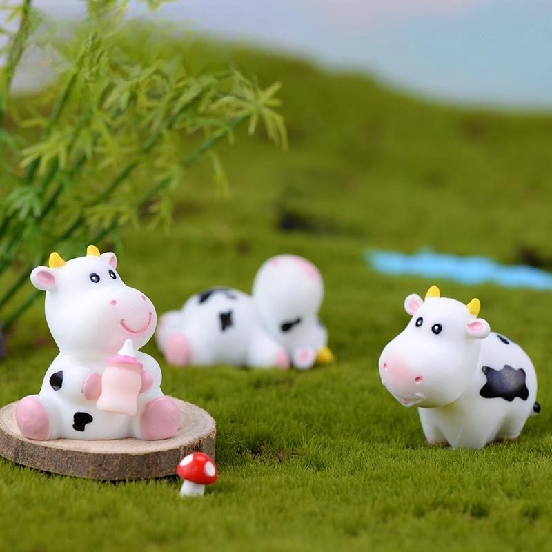 Cute Cartoon Cattle Micro Landscape Ornaments Model Fairy Garden Handicraft Little Statue Cow Milk Bottle Figurines Home Decor Image Of Fairy Garden Supplies