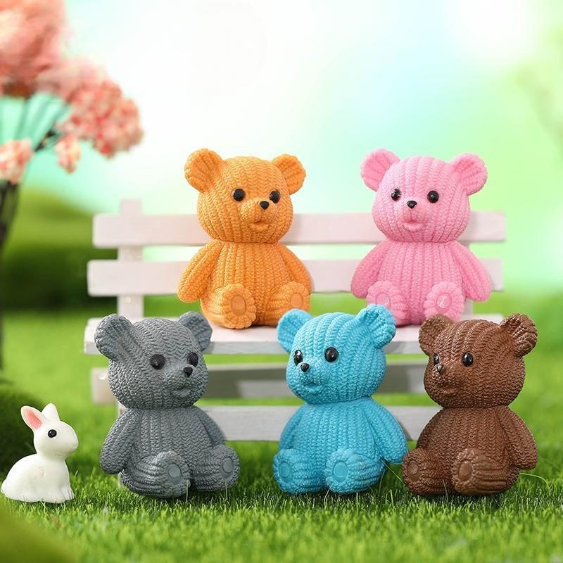 Mini Cute Resin Bear Action Figure Cartoon Animal Bear Model Figure Toy Collection Doll Toy Baby Shower Party Gift Home Decor Image Of Fairy Garden Supplies
