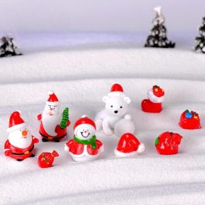 Christmas Miniature Snowman Santa Claus Gift Terrarium Figurines Fairy Garden Ornaments Accessories Resin Image From Fairy Garden Supplies