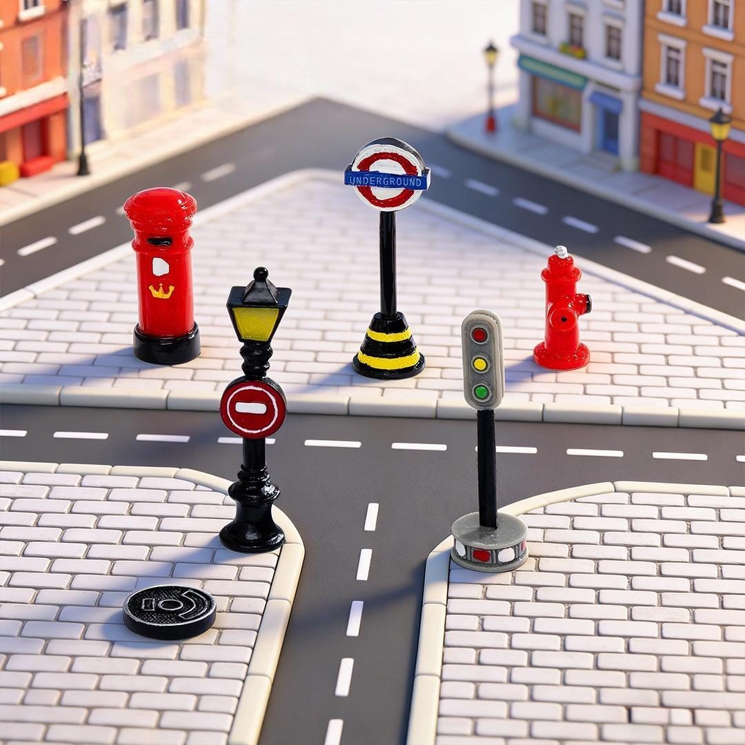 11Pcs/set Resin Cartoon Indicating Street Light Anime Figure Potted Plant Assembly Small Ornaments Craft Material Picture From Fairy Garden Supplies