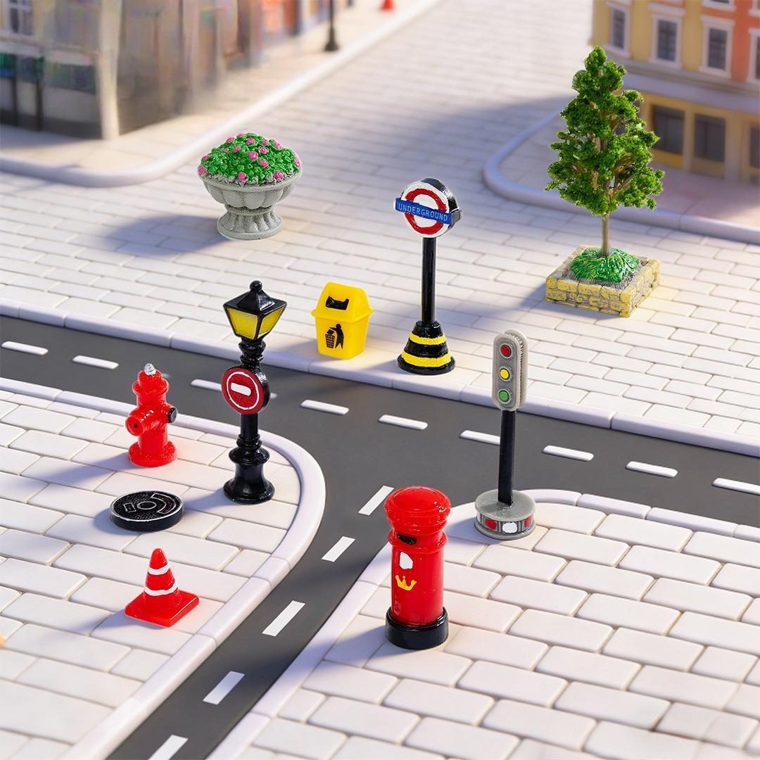 11Pcs/set Resin Cartoon Indicating Street Light Anime Figure Potted Plant Assembly Small Ornaments Craft Material Picture From Fairy Garden Supplies